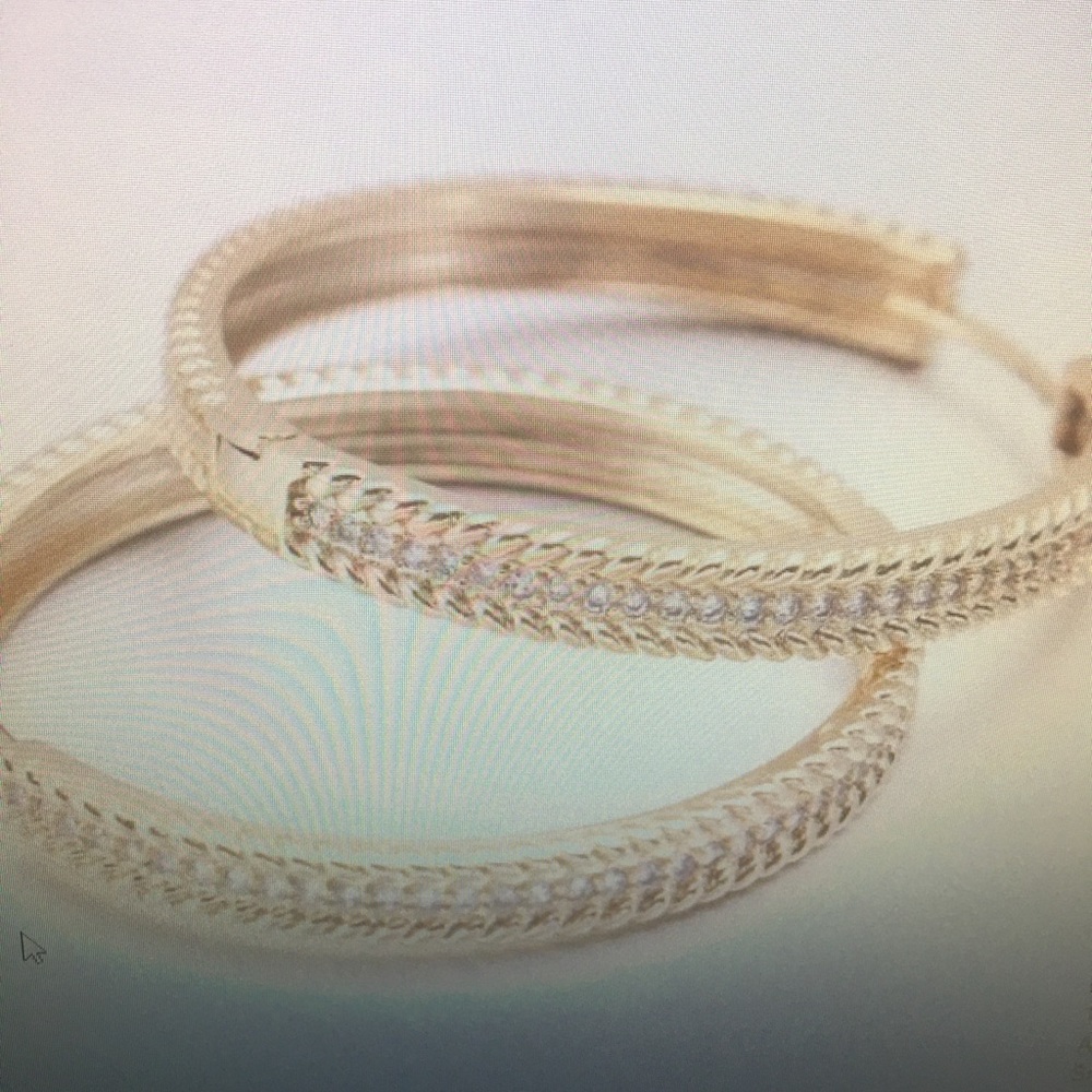 NEW Gold Hoop  Earrings w/simulated Diamonds